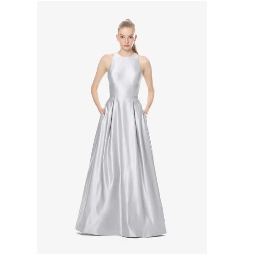 NEW David Tutera Gather and Gown Brooke Gray Wedding Bridesmaid Maxi Dress Z43